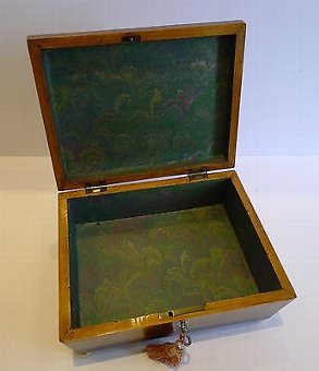 Antique Antique English Partridge Wood Table Box - Mother & Child - Regency c.1820