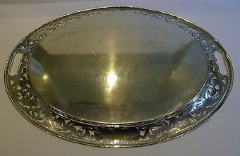 Antique Large Antique English Pierced or Reticulated Serving Tray by J.H. Potter c.1890