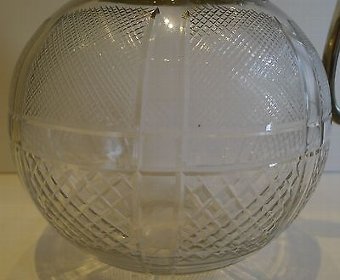 Antique Unusual Antique English Spherical Cut Glass Serving Jug / Pitcher