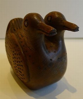Antique Antique European Carved Figural Snuff Box - Ducks c.1850