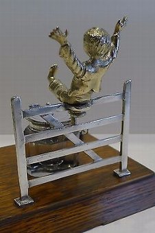 Antique Charming Antique English Figural Inkwell / Inkstand c.1890 - Child Over Gate
