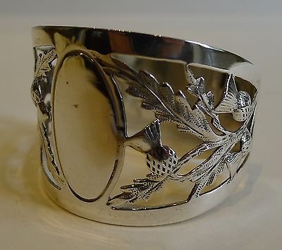 Antique Antique English Sterling Silver Napkin Ring - Scottish Thistles - 1914