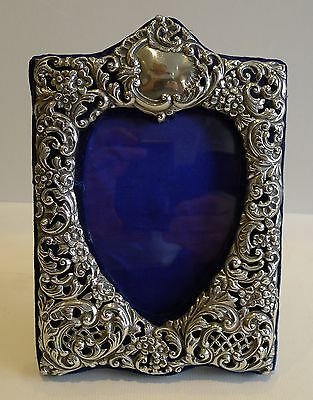 Antique Stunning Antique English Sterling Silver Heart Photograph Frame