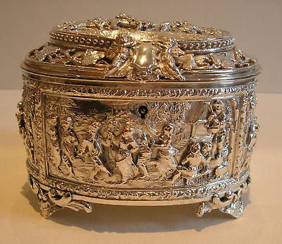 Antique Fabulous Victorian English Electrotype Jewelry Box