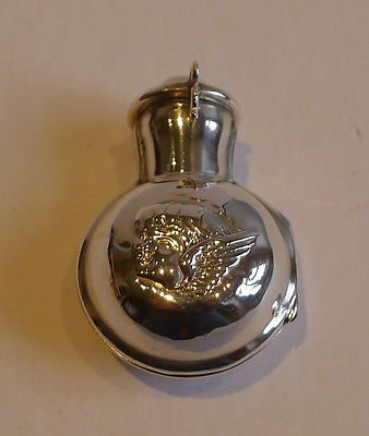Antique Victorian English Sterling Silver Perfume Bottle - Cherub or Angel Decoration