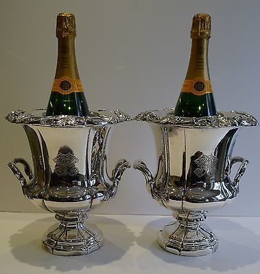 Antique Pair Antique English Old Sheffield Plate Wine Coolers c.1820