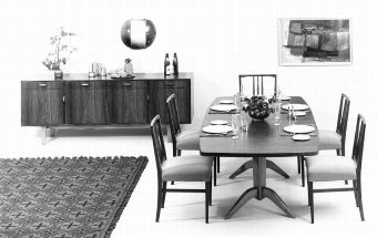 Antique 1950s Gordon Russell (Danish Style) Rosewood Dining Table + 8 Leather Chairs for Recovering