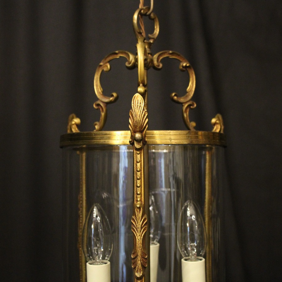 Antique French Gilded Bronze Triple light Lantern