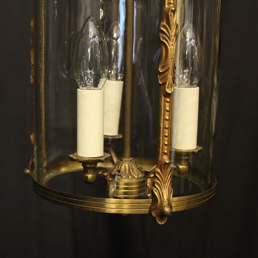 Antique French Gilded Bronze Triple light Lantern