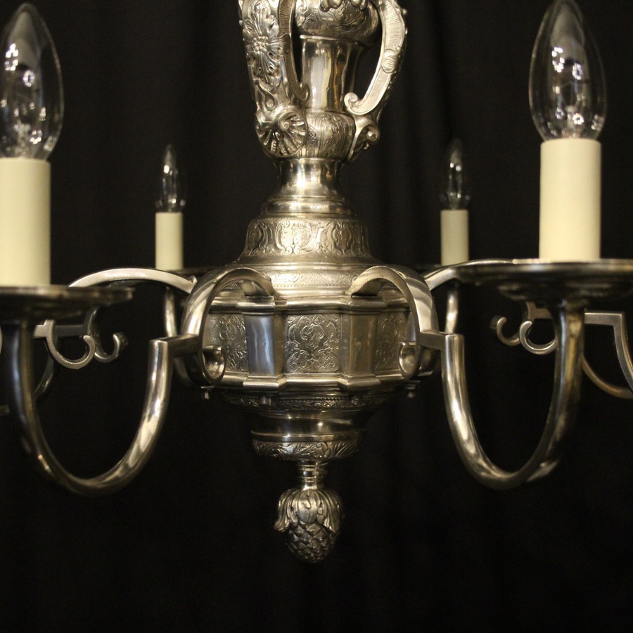 Antique English Silver Plated 8 Light Antique Chandelier