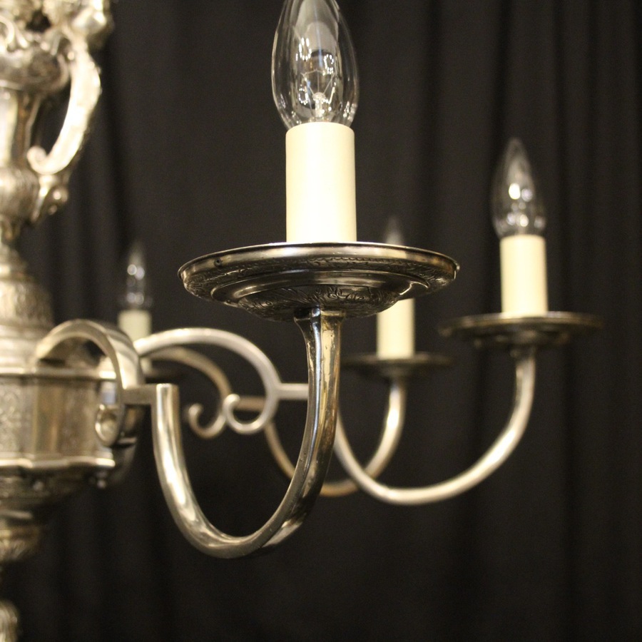 Antique English Silver Plated 8 Light Antique Chandelier