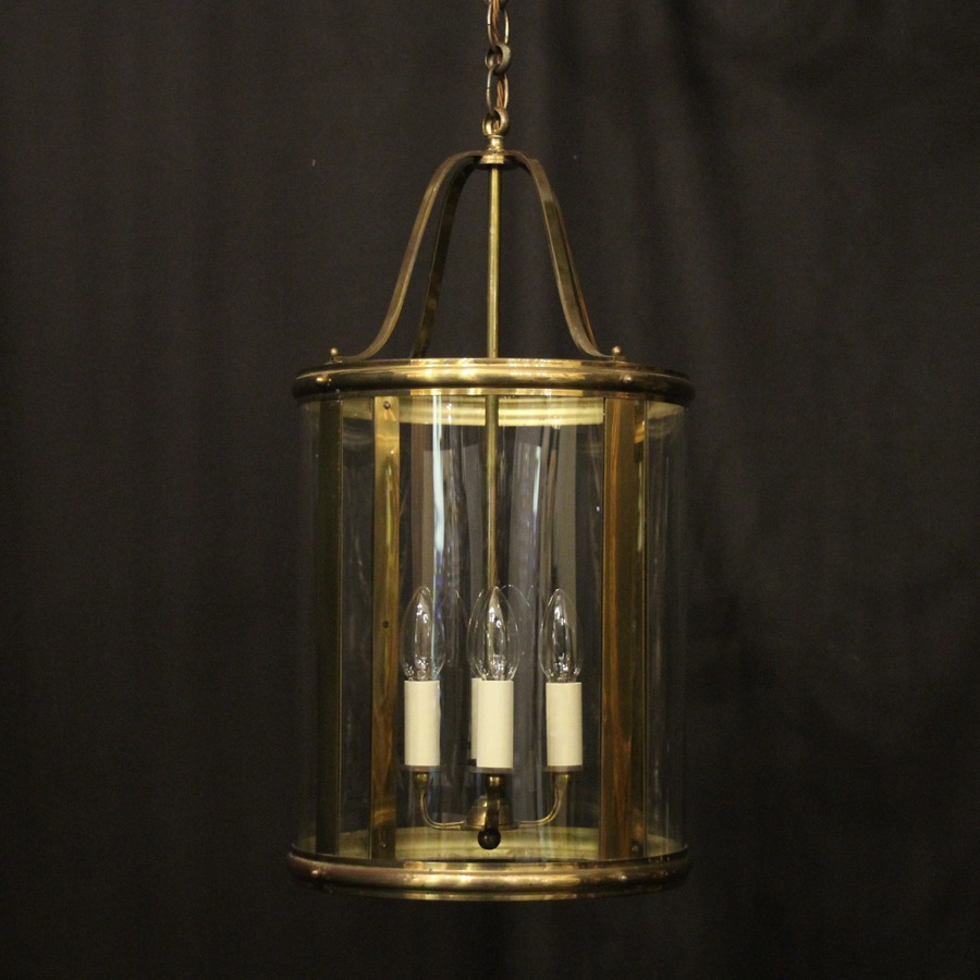 English Brass Four Light Convex Antique Lantern