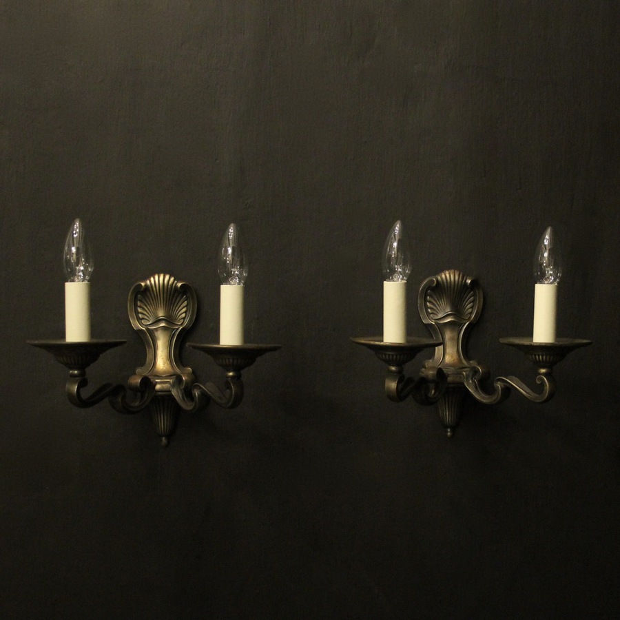 French Pair Of Burnished Silvered Wall Lights