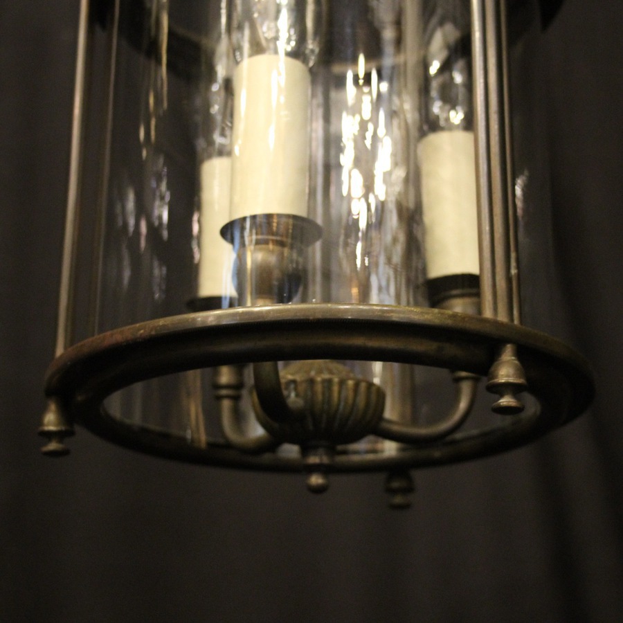 Antique French Convex Triple Light Hall Lantern