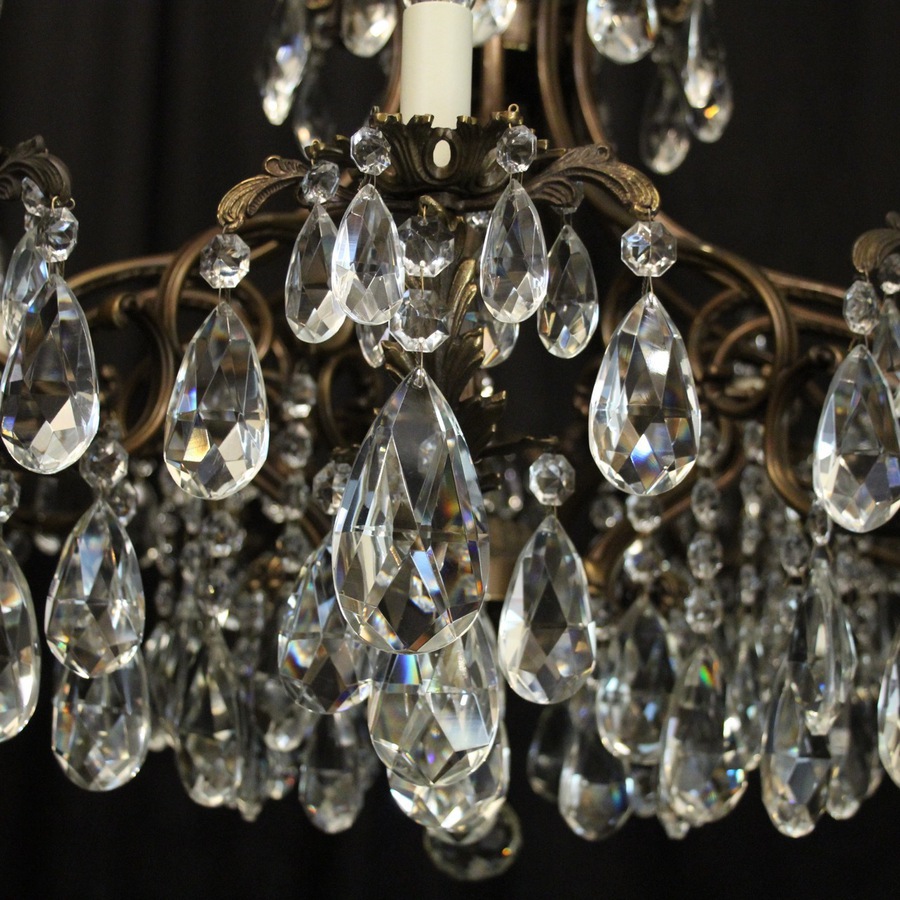Antique Italian Large Pair Of Crystal Antique Chandeliers 