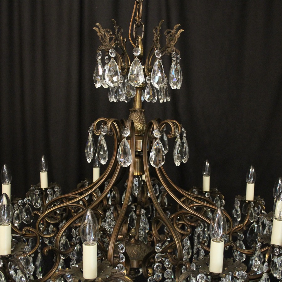 Antique Italian Large Pair Of Crystal Antique Chandeliers 