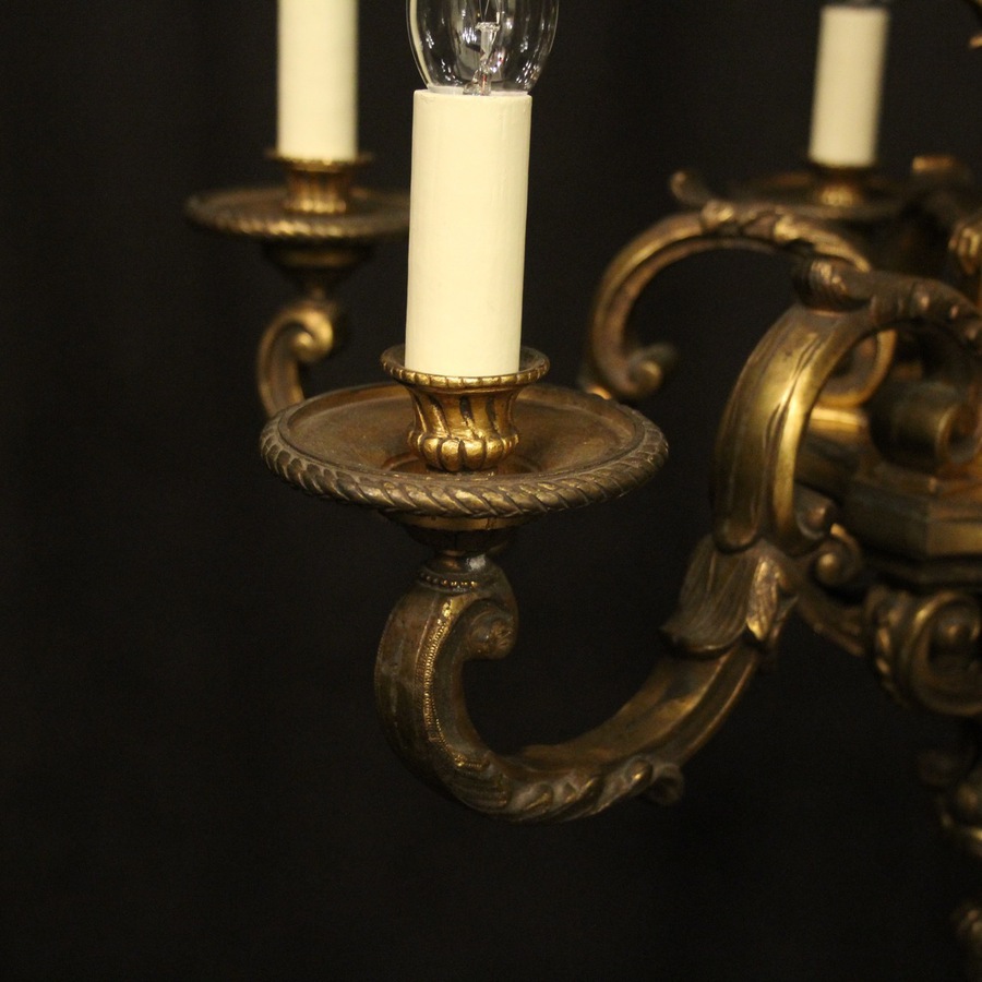 Antique French Gilded Bronze 6 Light Antique Chandelier