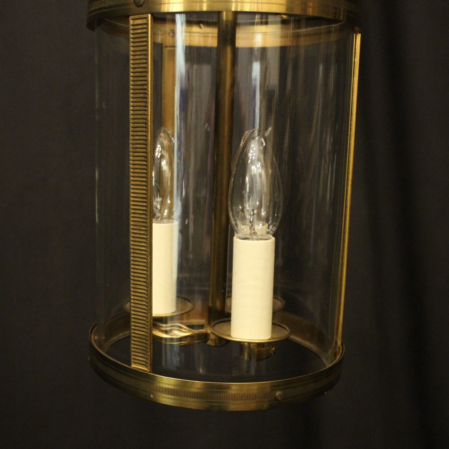 Antique French Gilded Brass Triple Light Antique Lantern