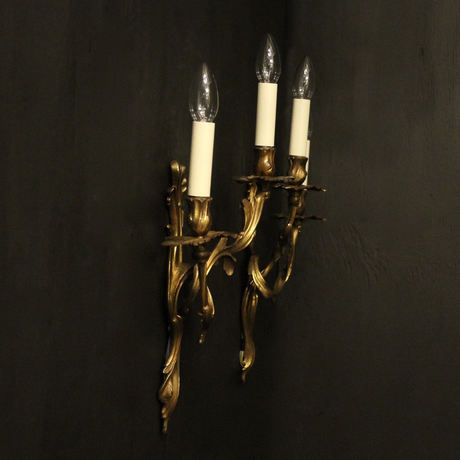 Antique French Pair Of Bronze Antique Wall Sconces