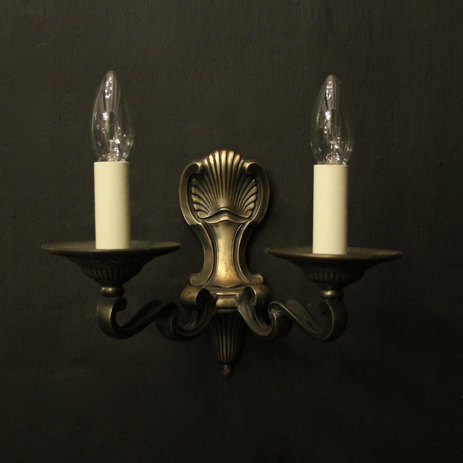 Antique French Pair Of Burnished Silvered Wall Lights