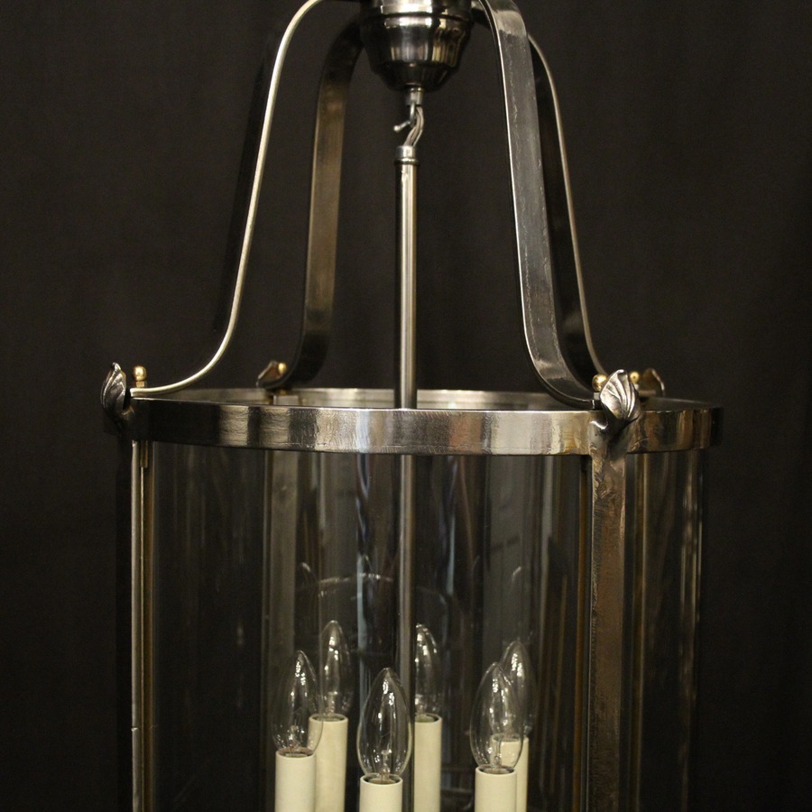 Antique Large French Steel Six Light Convex Lantern