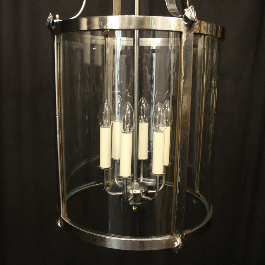 Antique Large French Steel Six Light Convex Lantern