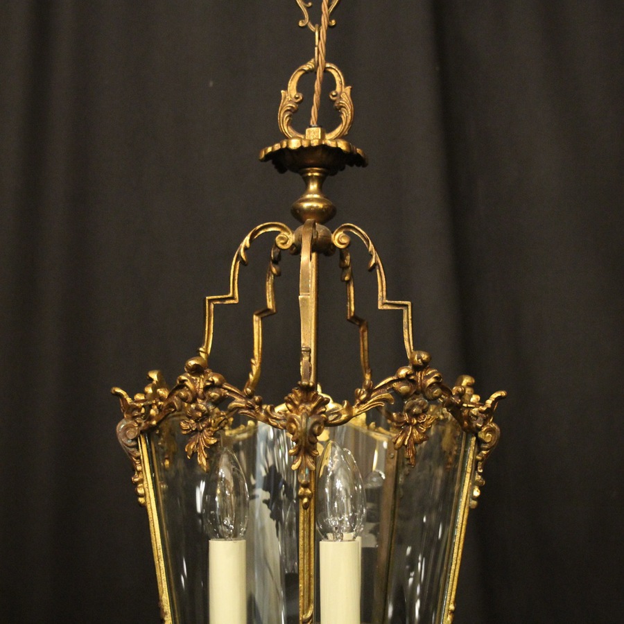 Antique French Gilded Bronze Antique Hall Lantern