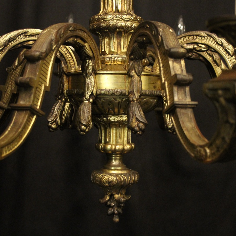 Antique French Gilded Bronze 8 Light Antique Chandelier