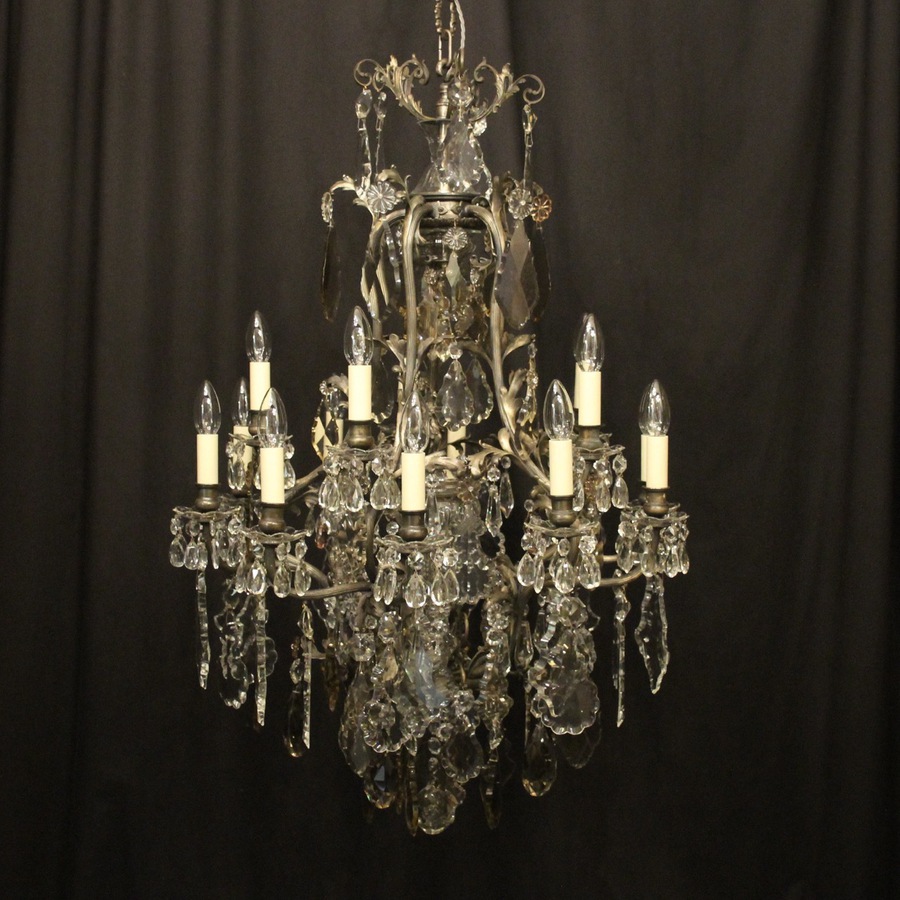 French Silver Gilded Bronze 15 Light Chandelier