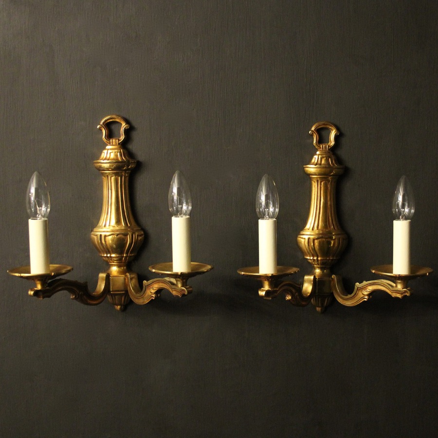 Antique French Pair Of Gilded Bronze Antique Wall Lights