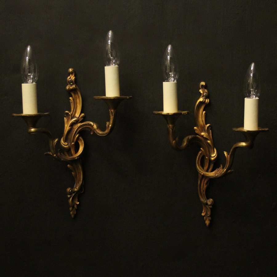 Antique French Pair Of Bronze Antique Wall Lights