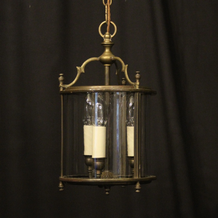 Antique French Convex Triple Light Hall Lantern
