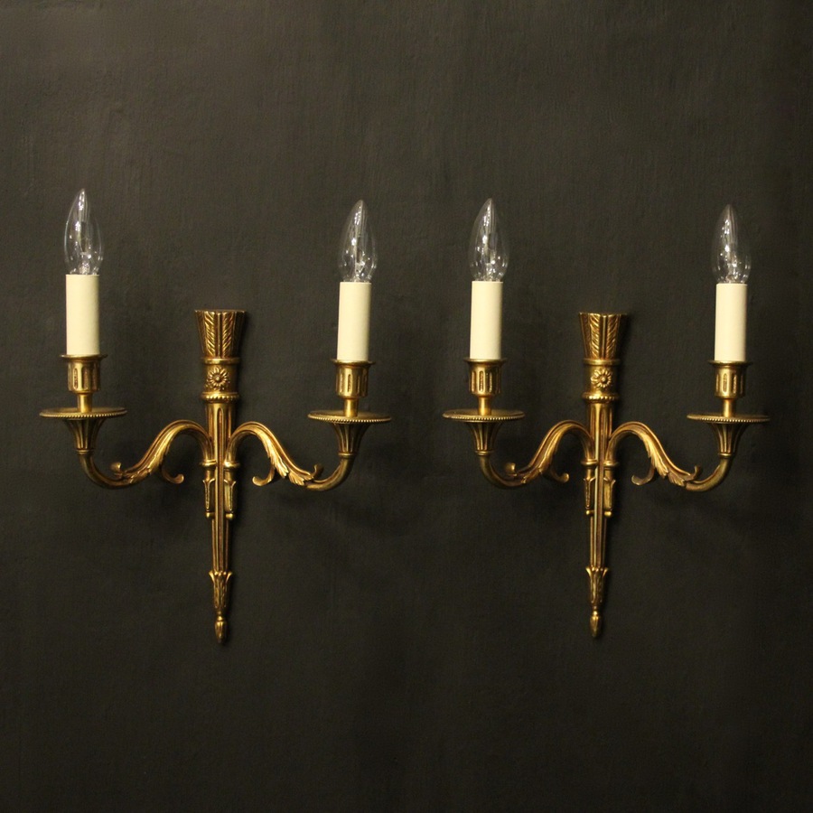 Antique French Pair Of Gilded Empire Antique Wall Lights