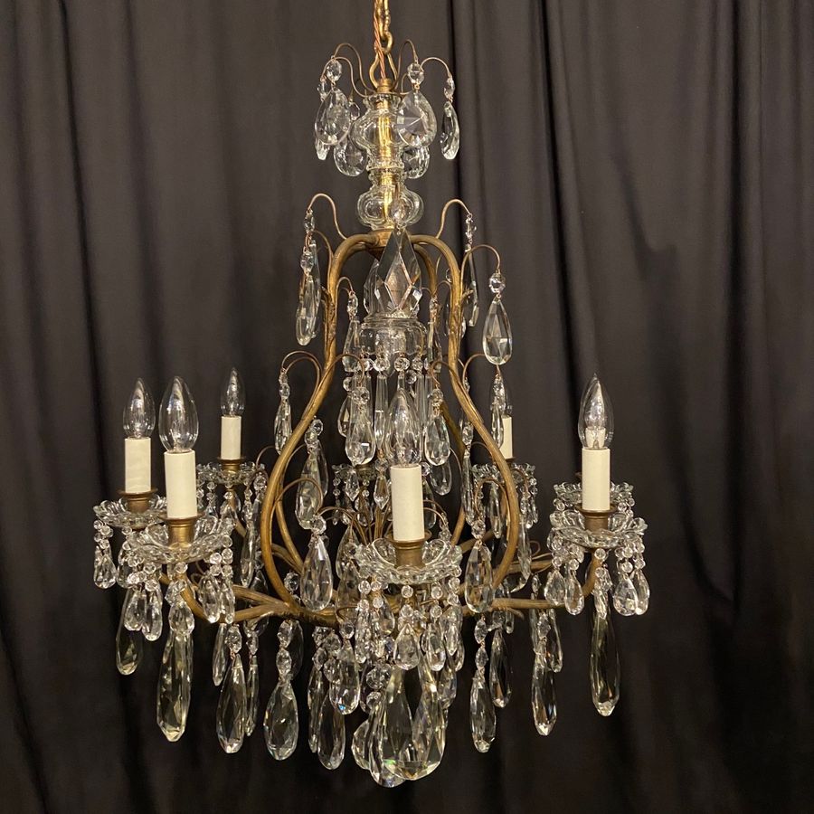 French Gilded 9 Light Antique Chandelier