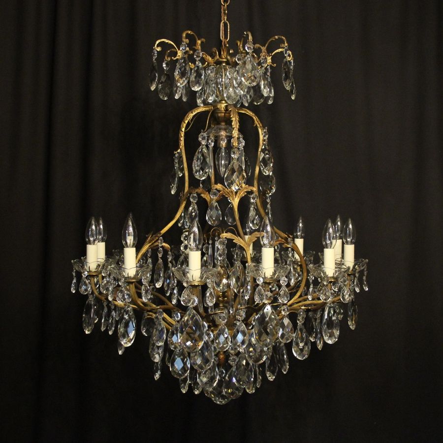 French Gilded Bronze Crystal Antique Chandelier
