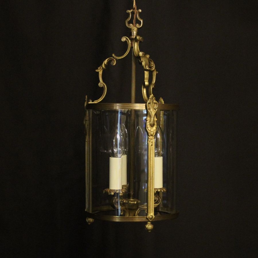 French Gilded Convex Antique Hall Lantern