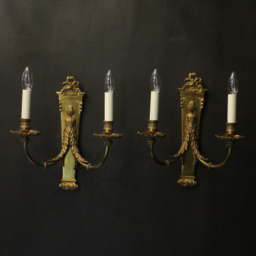 French Pair Of Bronze Antique Wall Lights