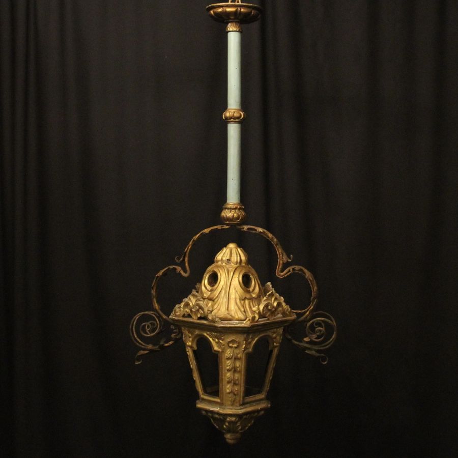 Italian Giltwood 19th C Antique Lantern 