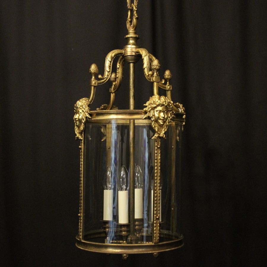 English Bronze 4 Light Antique Hall Lantern