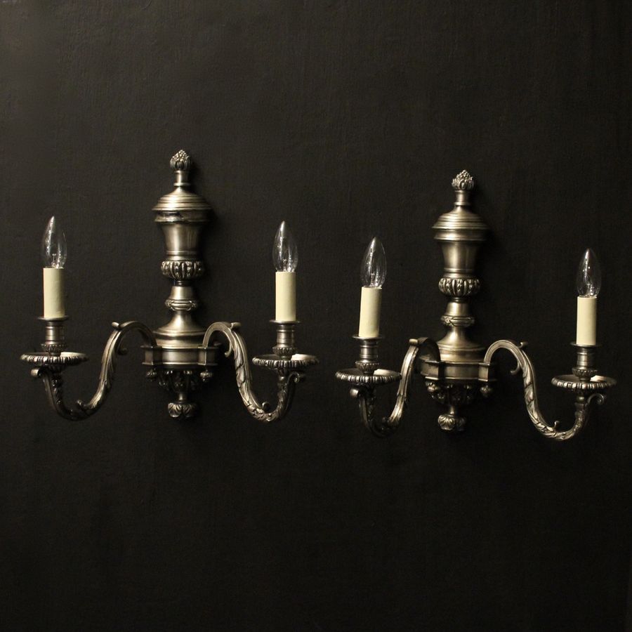 French Pair Of Silver Gilded Antique Wall Lights