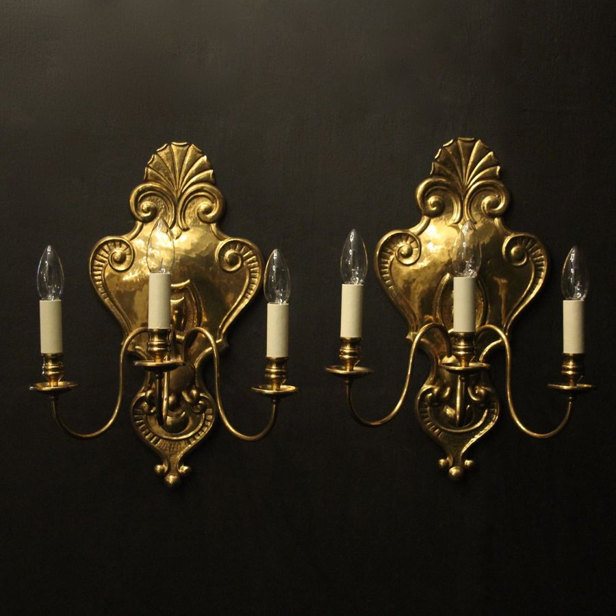 French Pair Of Triple Arm Antique Wall Lights