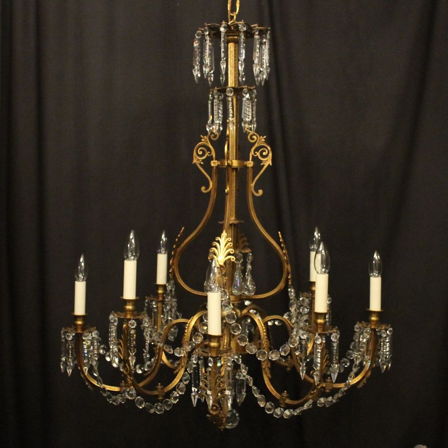 French Gilded Bronze 8 Light Antique Gasolier