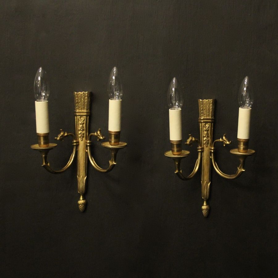 French Pair Of Gilded Empire Antique Wall Lights