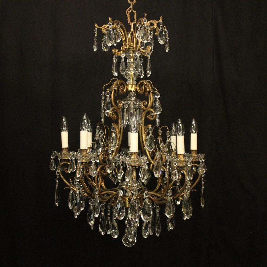 French Gilded Bronze Cage Antique Chandelier