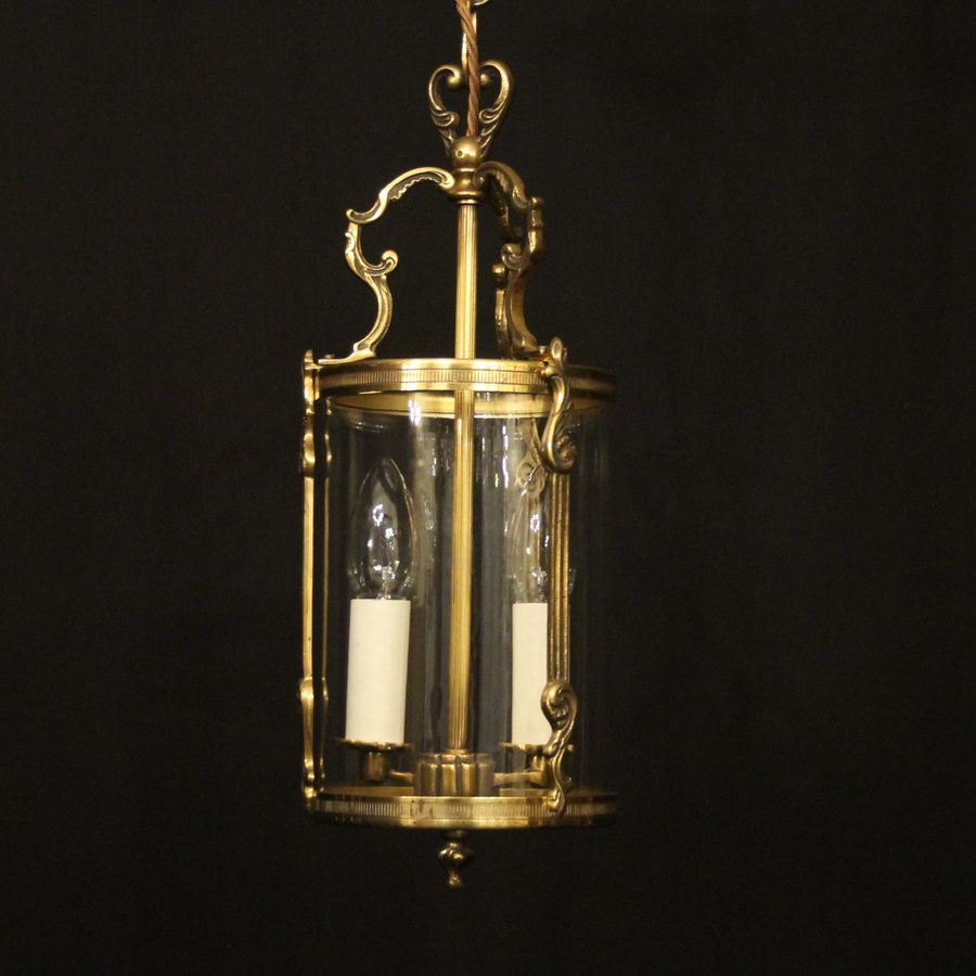 French Gilded Convex Twin Light Hall Lantern