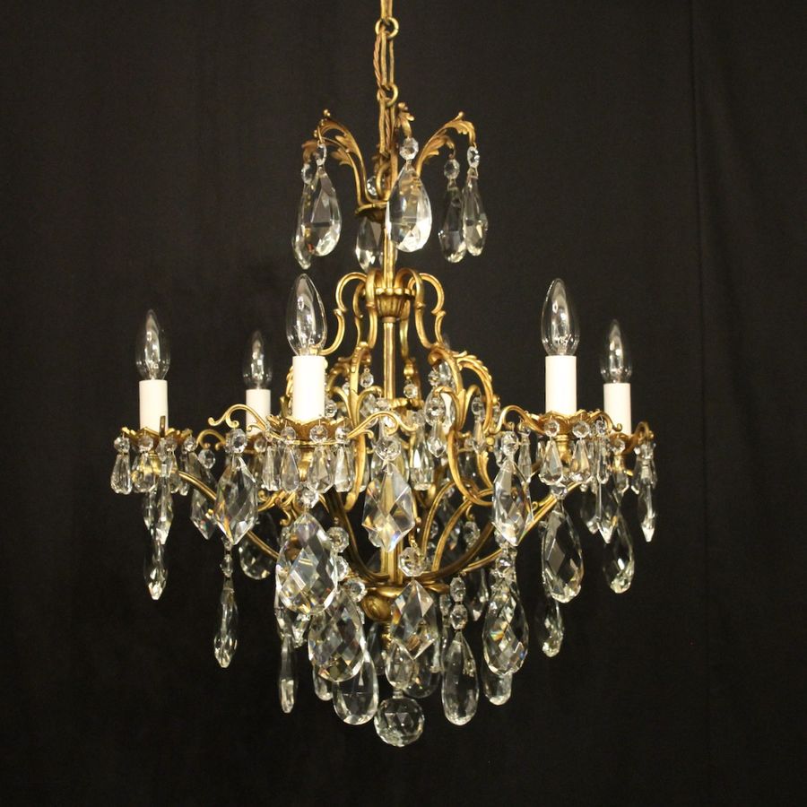 French Gilded 6 Light Antique Chandelier