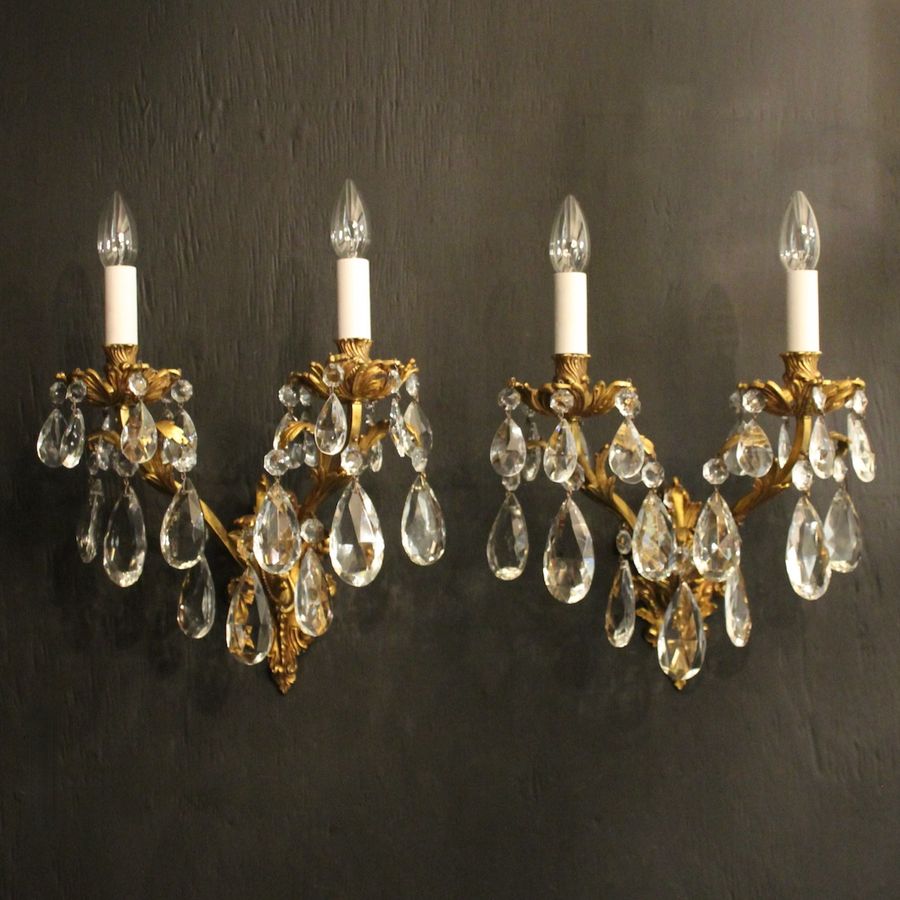 French Pair Of Bronze Twin Arm Wall Lights