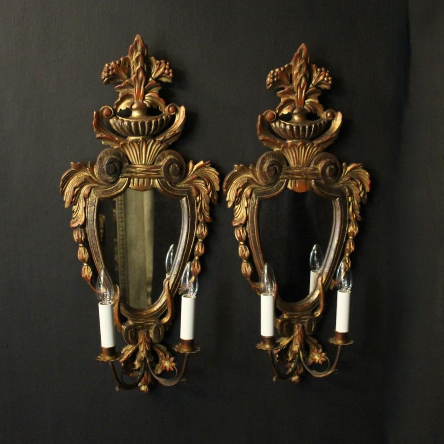 French Pair Of Giltwood Twin Arm Girandoles