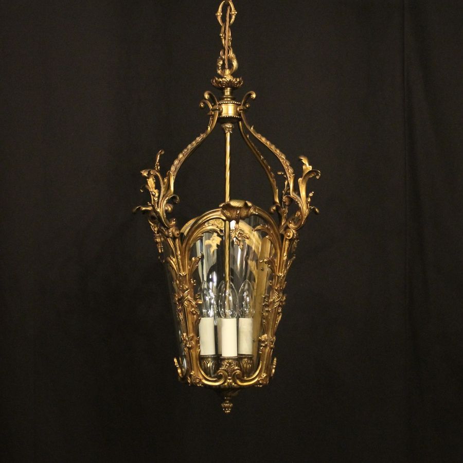 French Gilded Bronze Four Light Hall Lantern