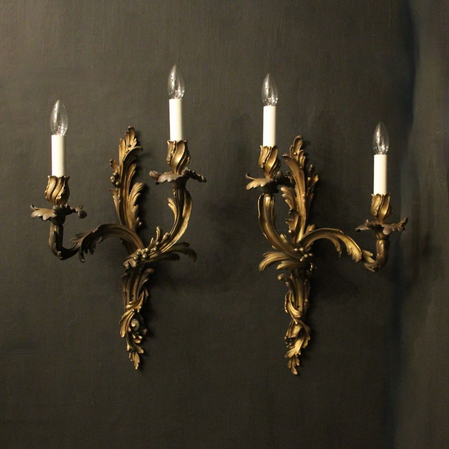 French 19th C Bronze Antique Wall Sconces